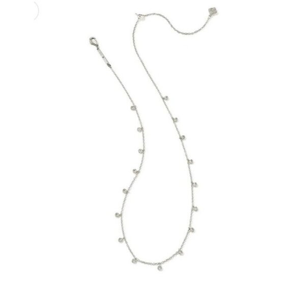 Kendra Scott Amelia Rhodium Brass Silver Tone Necklace 19" NEW w BOX - Picture 2 of 11